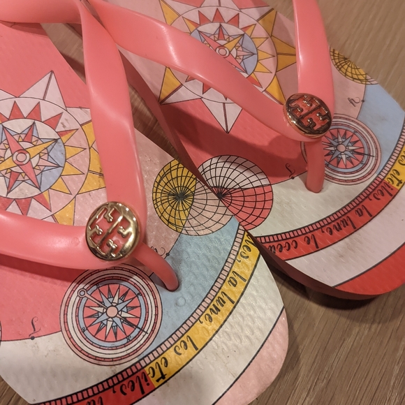 Tory Burch Pink Patterned Flip Flops - Picture 10 of 10